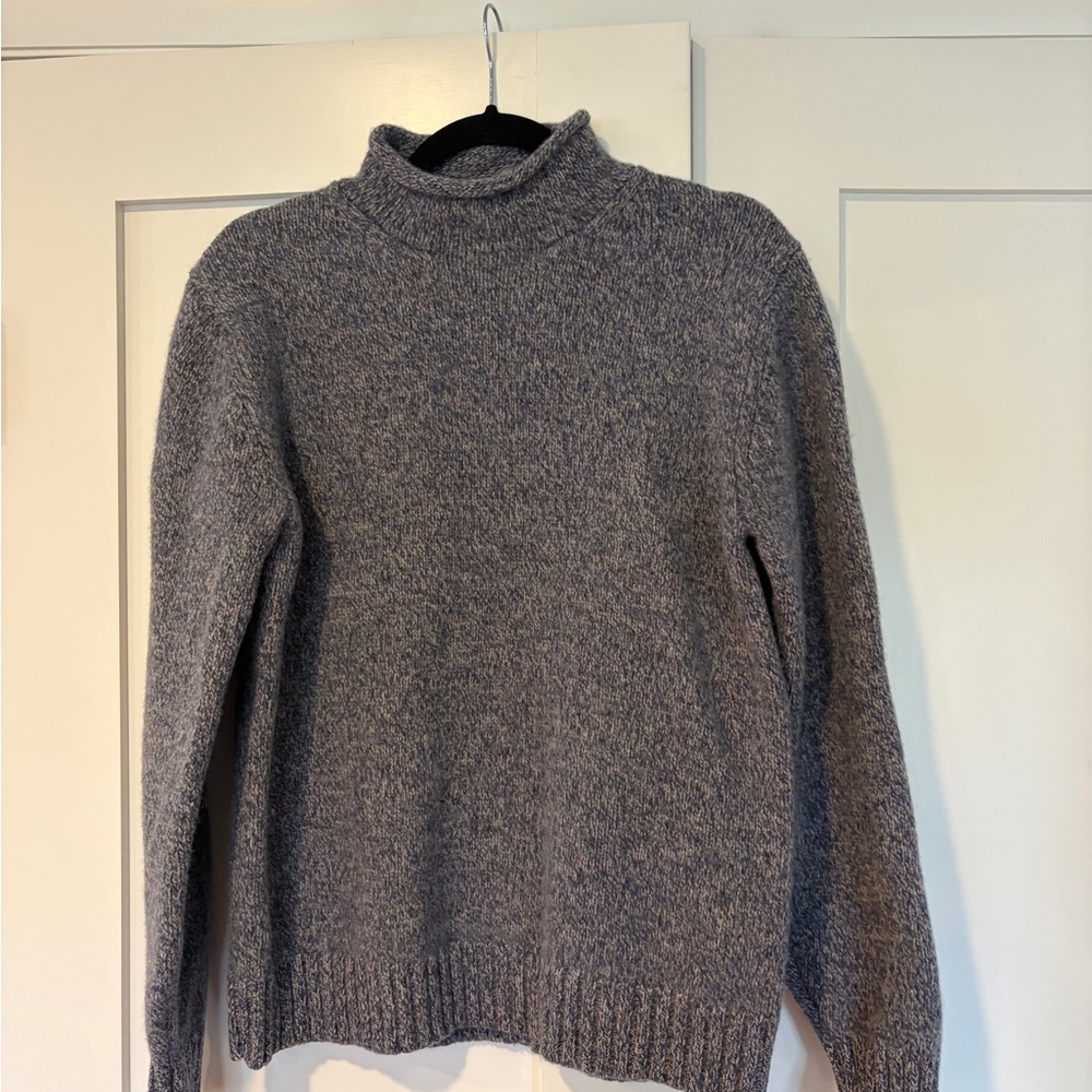 Mock roll neck sweater in heather blue